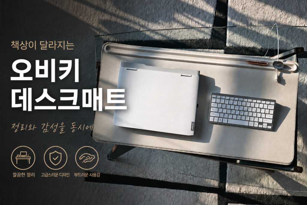 데스크테리어 끝판왕? 깔끔한 책상 정리 꿀팁 | 오비키 데스크매트 (L) 사이즈 마우스패드 제품 이미지
